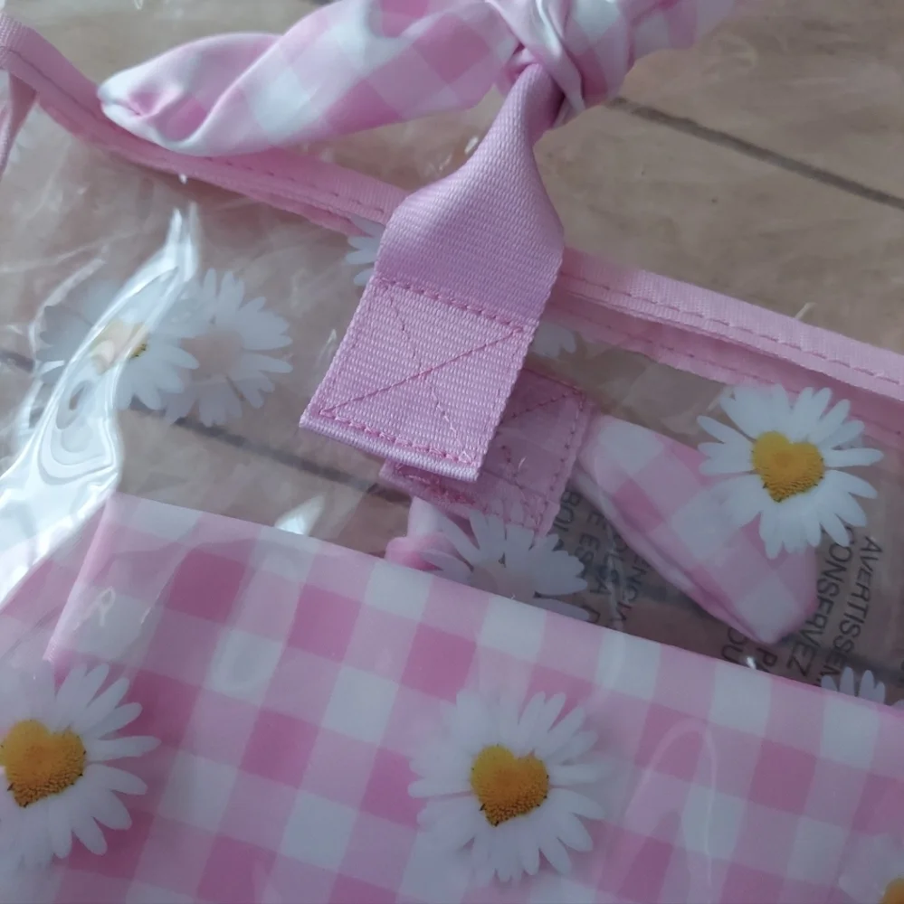 Iscream Daisy Love Clear Tote & Gingham Pink Pouch BNWT SO RETIRED